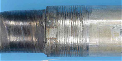Figure 5: Spiral scoring on the gripped section of the shaft, adjacent to the fracture