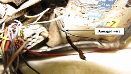 Figure 1: Damage to autopilot wiring.
