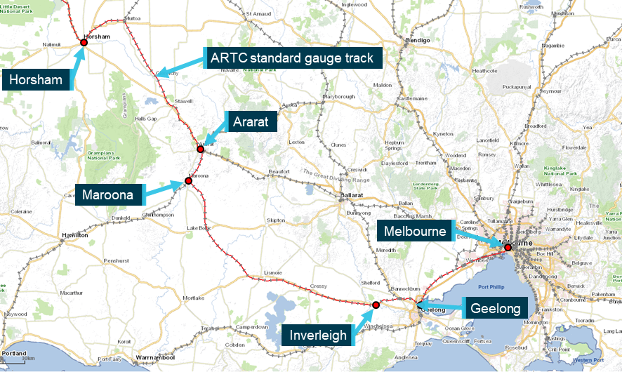 Figure 1: Standard gauge route from Horsham to Melbourne