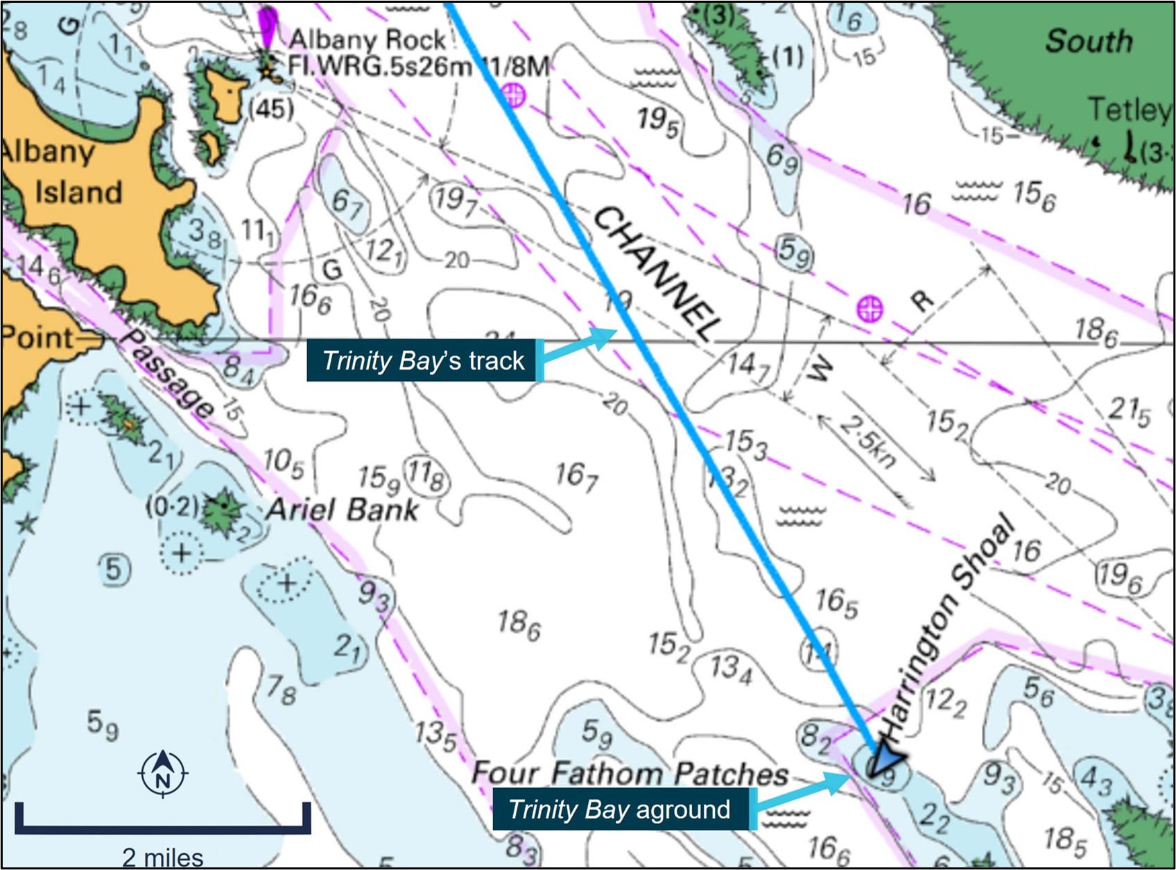 Section of chart Aus 839 showing Trinity Bay’s track