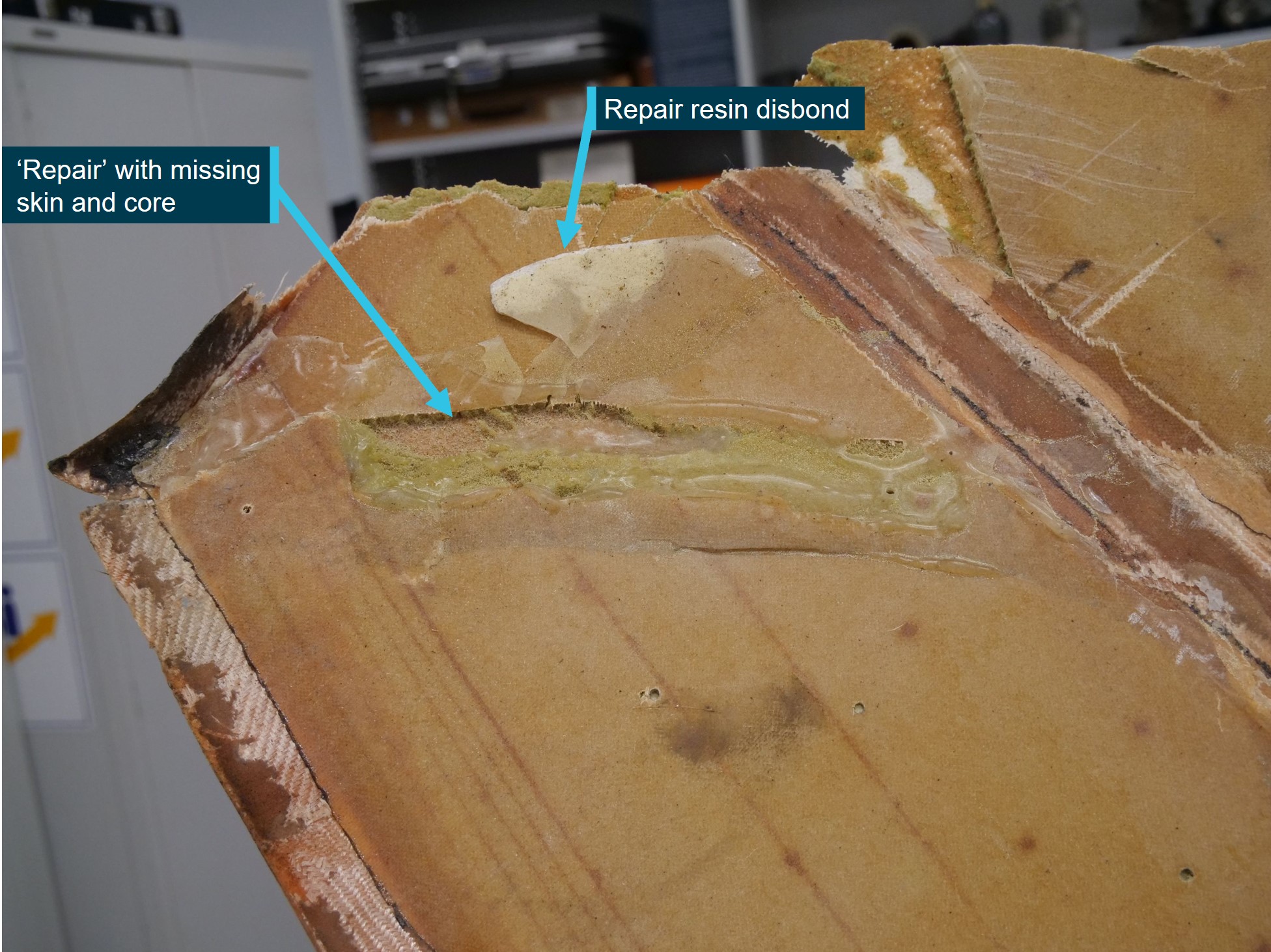 Figure&nbsp;10: Repair over core and skin damage