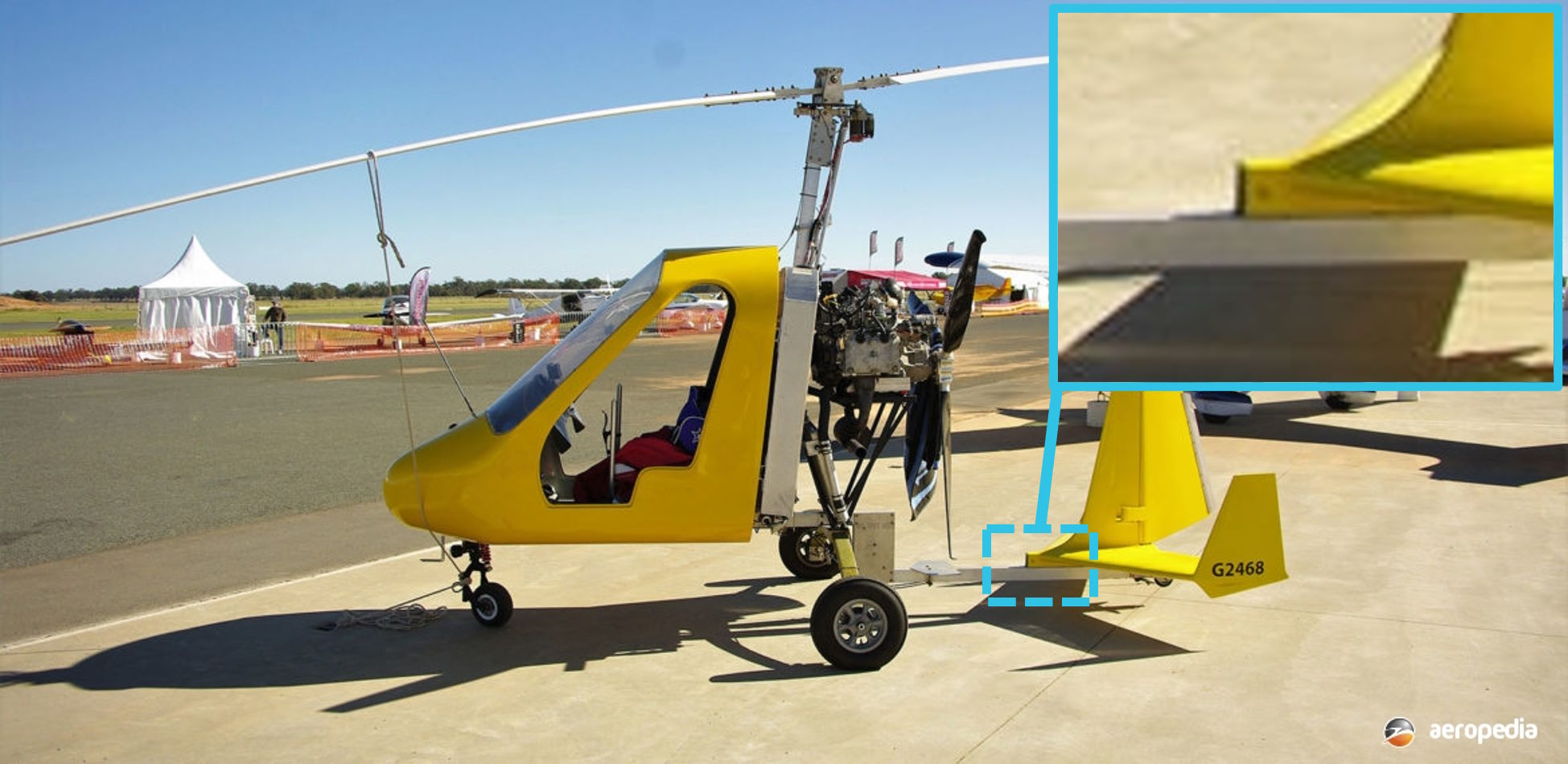 Figure&nbsp;3: Tail installation on G-2468, highlighting the modified double-height keel