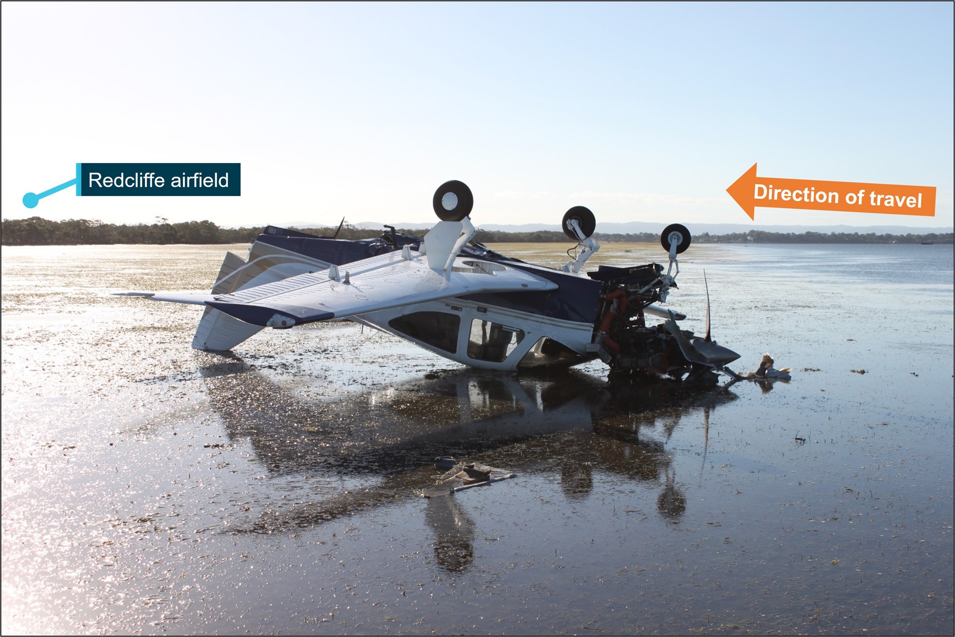 Figure&nbsp;3: VH-WMM accident site at low tide