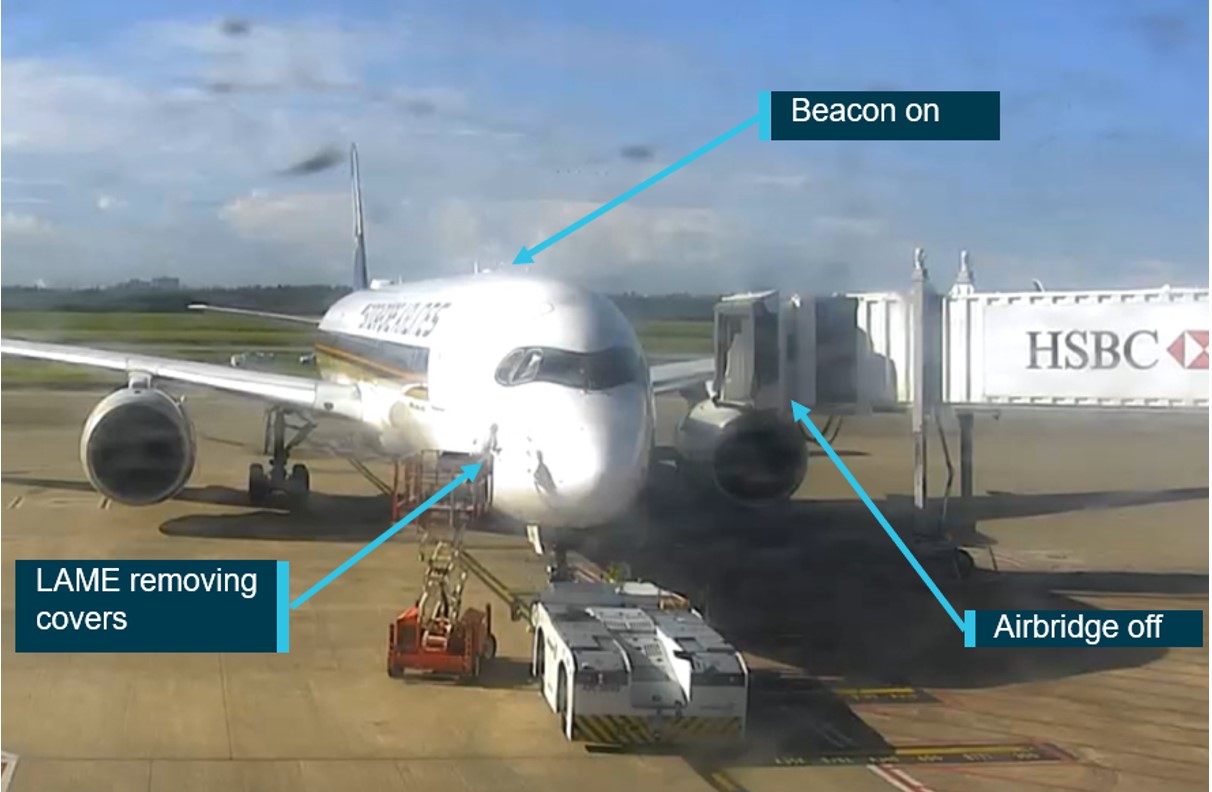 Figure&nbsp;3: LAME removing the pitot covers 