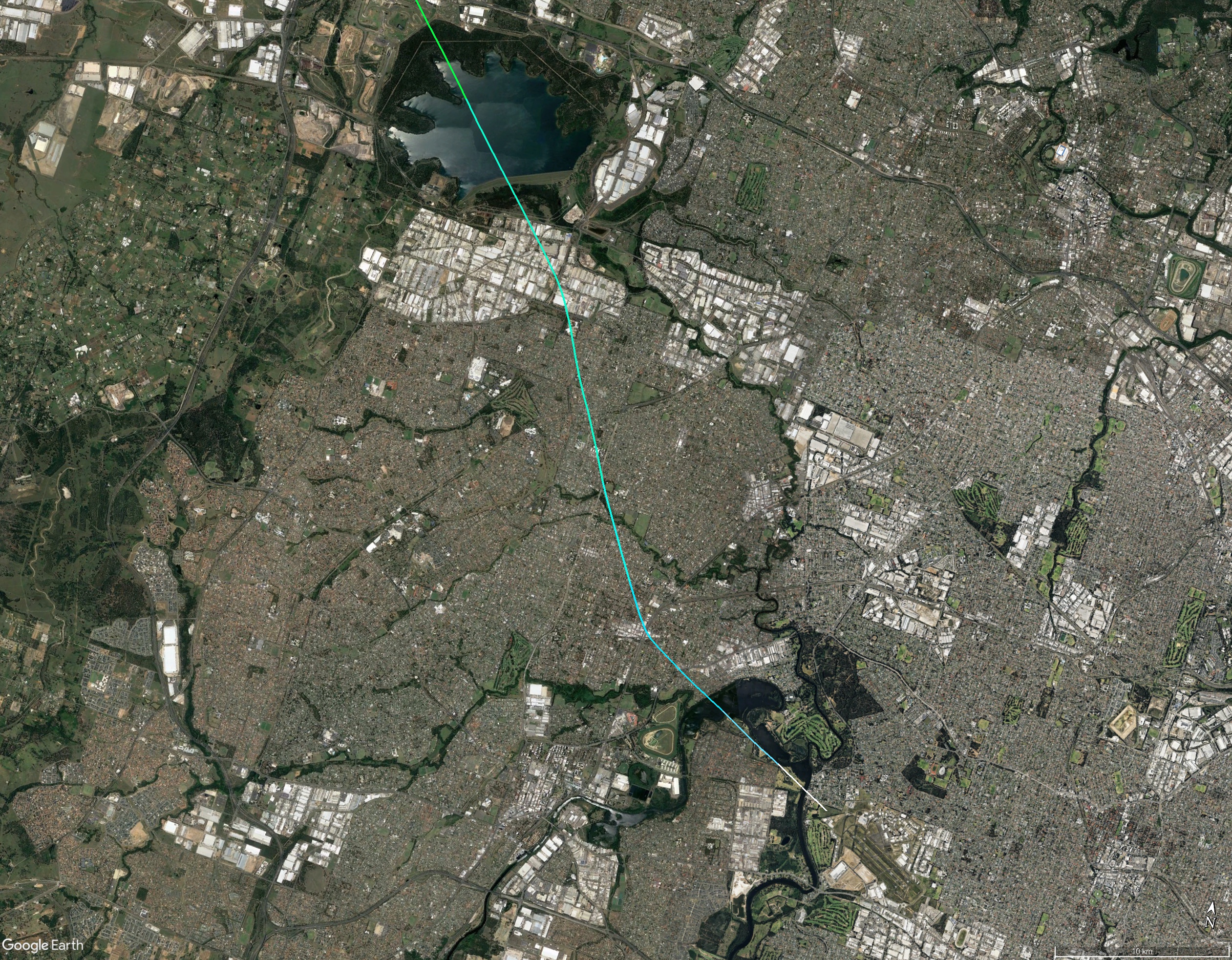Figure&nbsp;2: Track from Prospect reservoir to Bankstown Airport