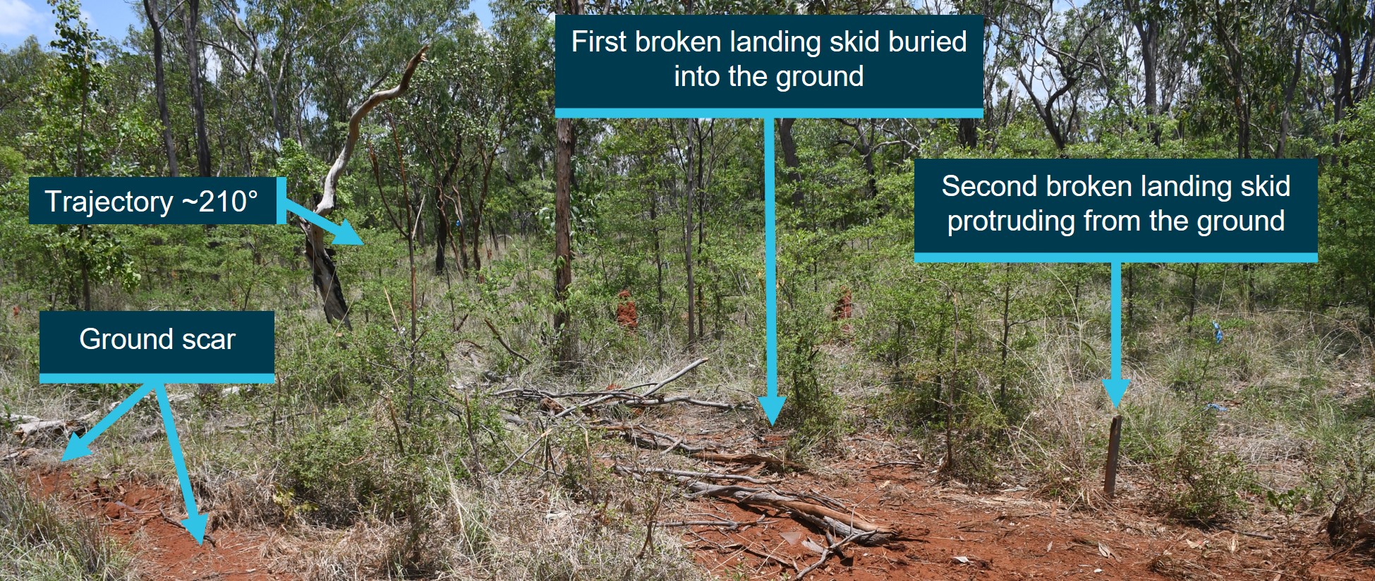Figure&nbsp;3: Location of broken landing skids
