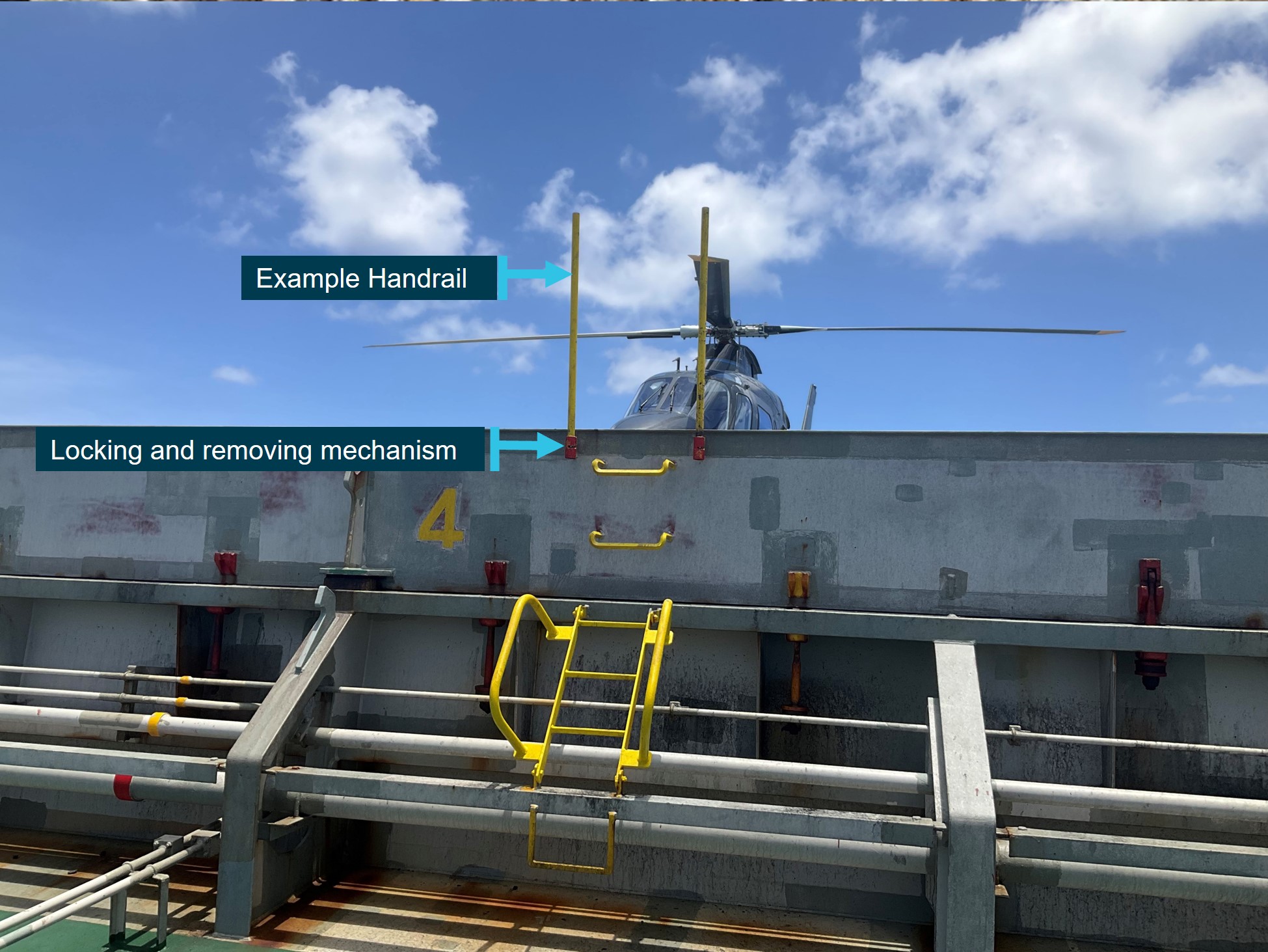 Figure&nbsp;2: Starboard handrails (removed at the time of the occurrence)