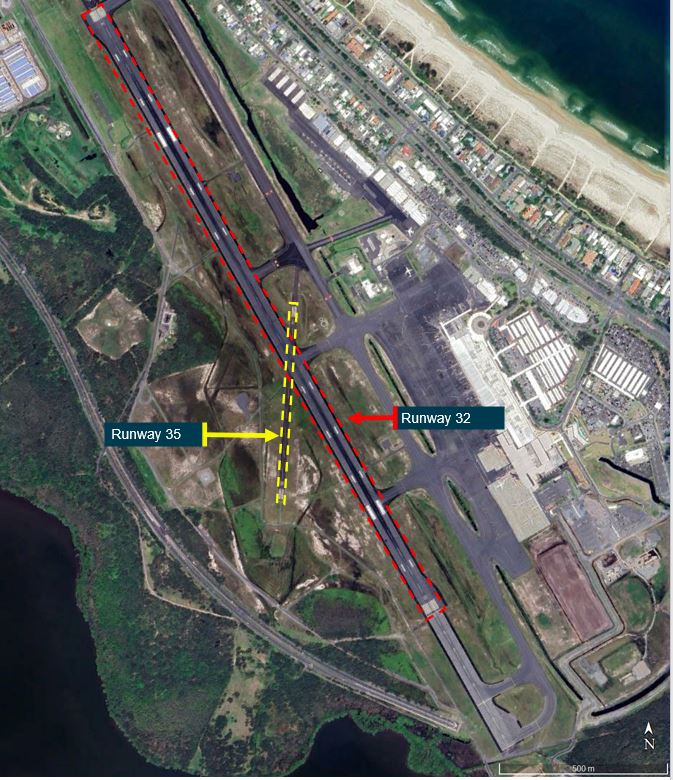 Figure&nbsp;2: Gold Coast Airport showing runways 32 and 35