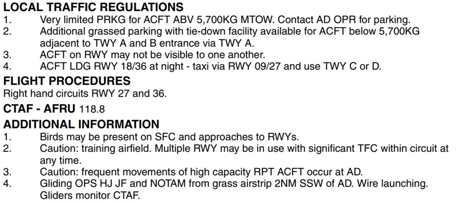 Figure&nbsp;2: Mildura Airport ERSA details