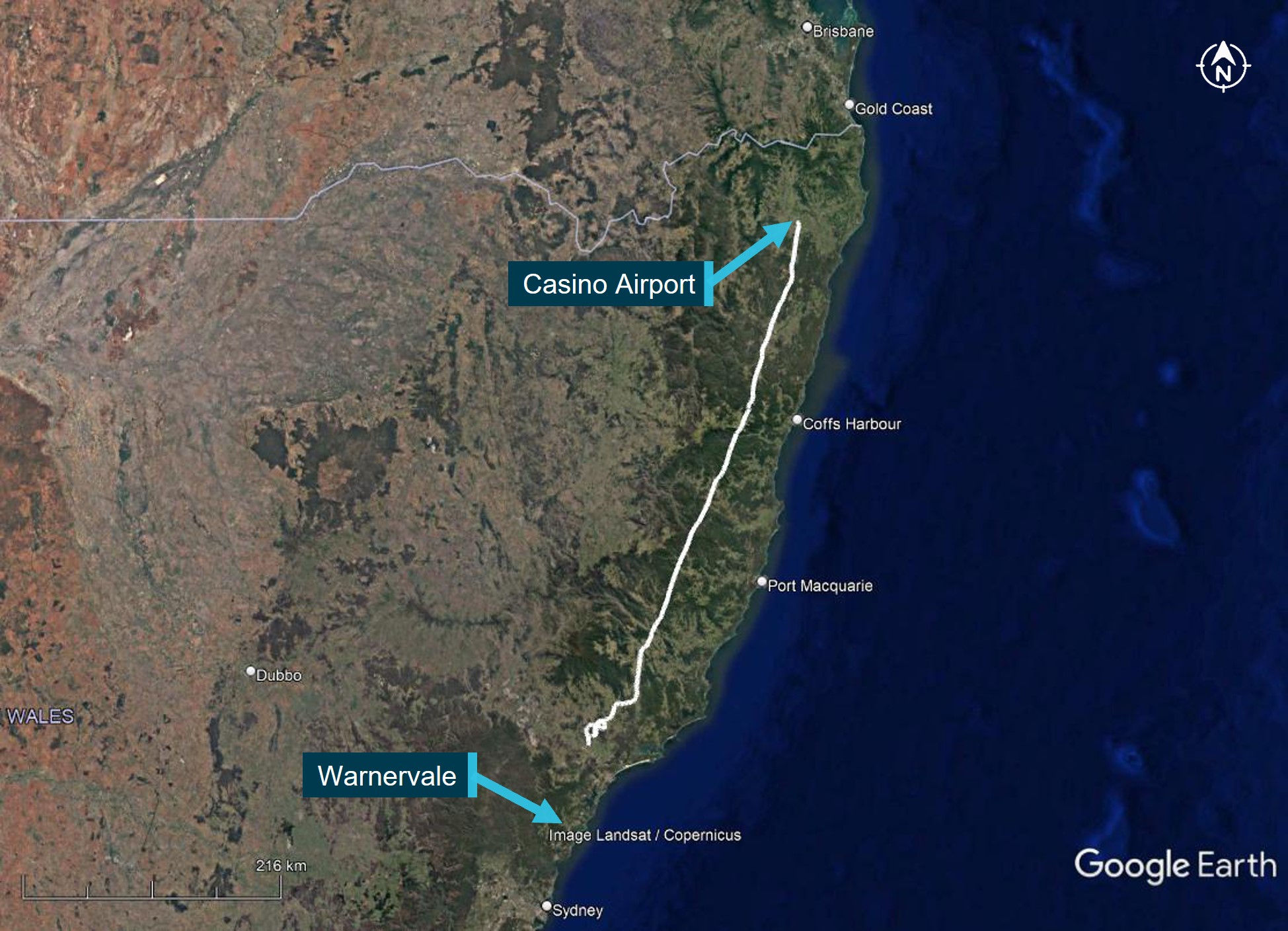 Figure&nbsp;1: VH-PHP flight track