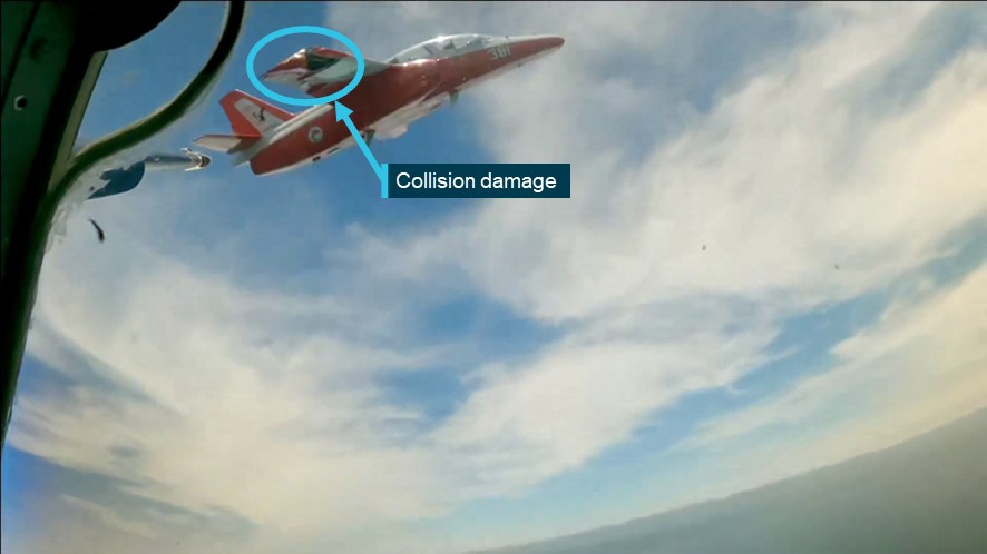 Figure&nbsp;5: Recorded image from Viper 1 showing the collision damage to Viper 2