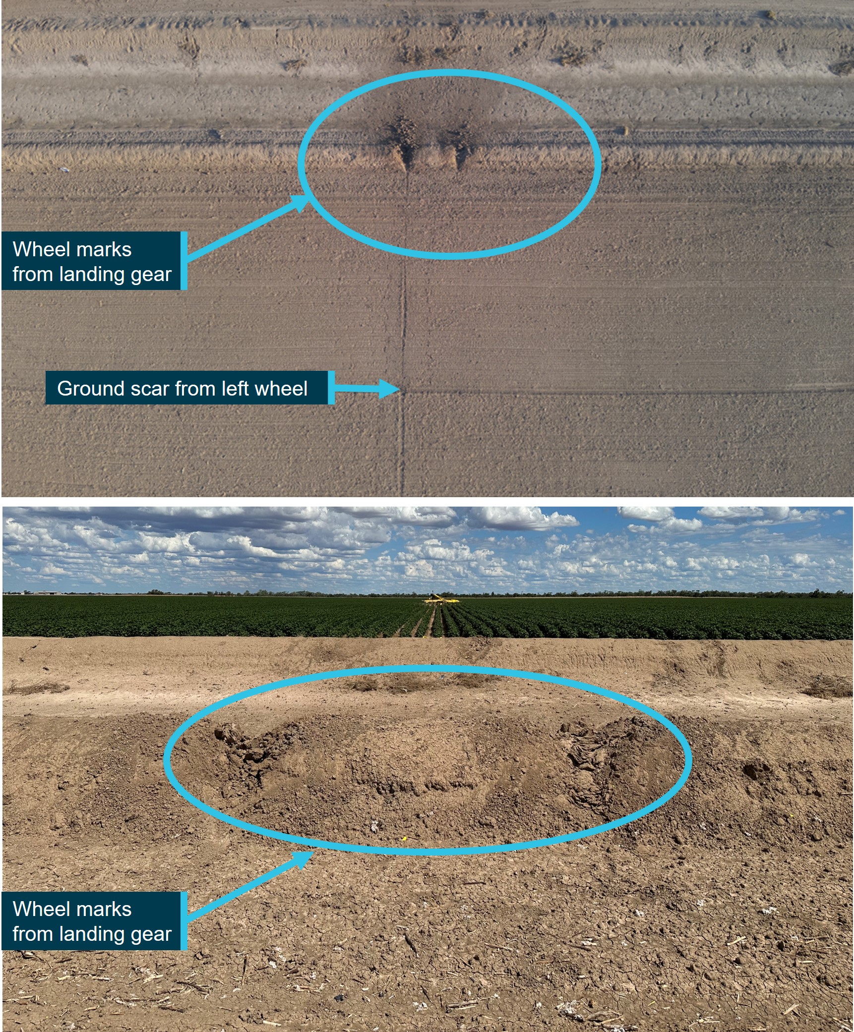 Figure&nbsp;2: Wheel marks in the paddock and levee