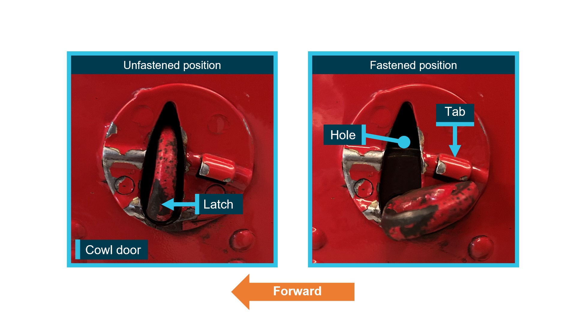 Figure&nbsp;4: DHC-1 Chipmunk cowl latch detail (exemplar aircraft)