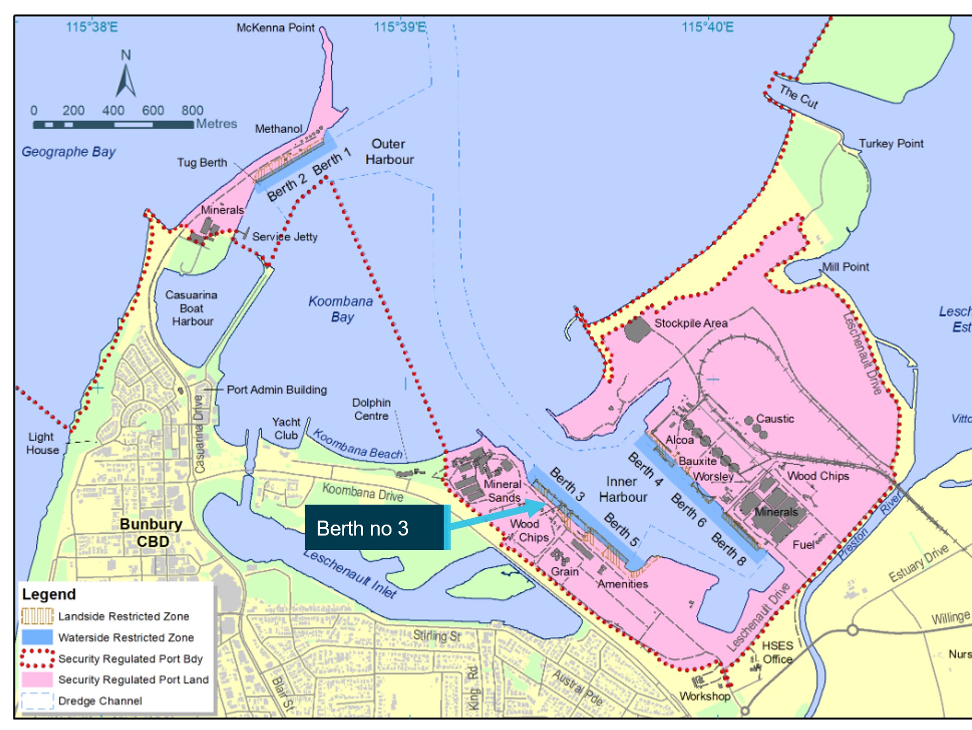 Figure&nbsp;3: Bunbury harbour berth layout