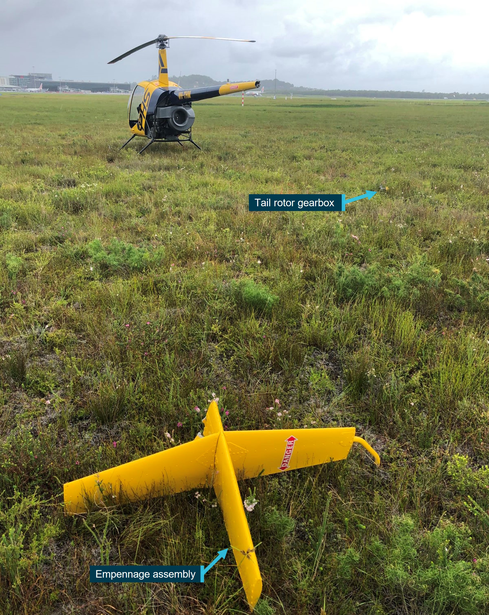 Figure&nbsp;1: Proximity of separated major tail components from the helicopter