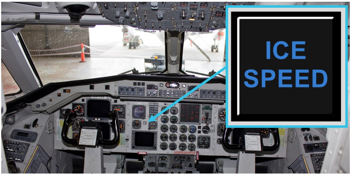 Figure&nbsp;3: The flight deck of VH-TRX showing the ice speed system indicator