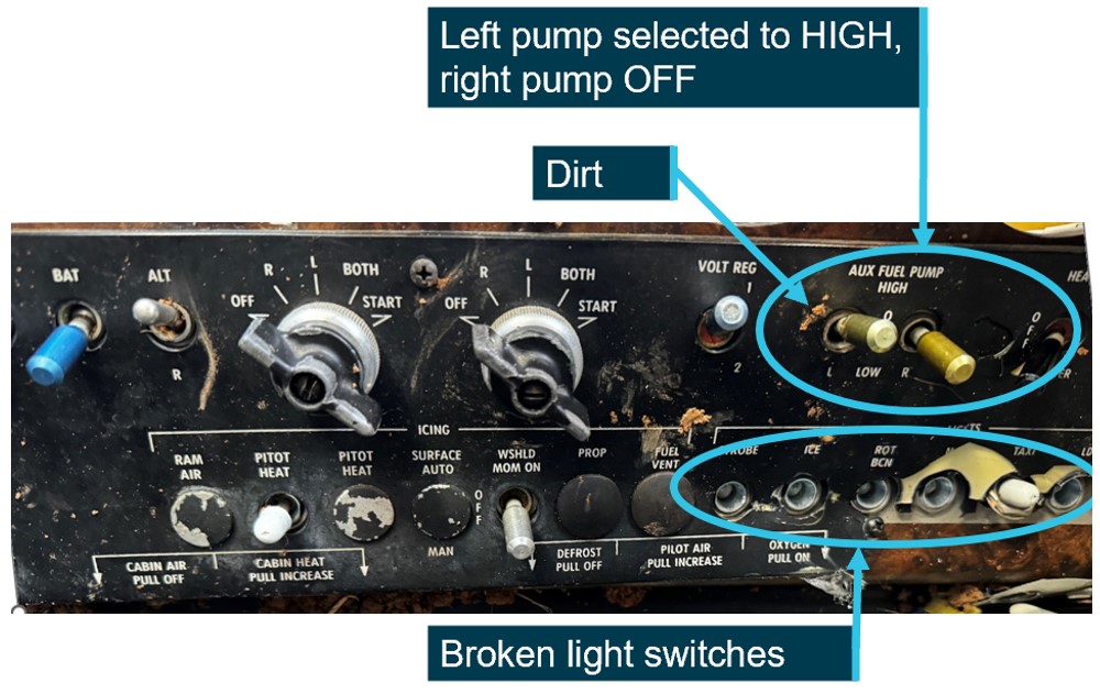 Figure&nbsp;9: Panel showing post-impact switch positions and disruption