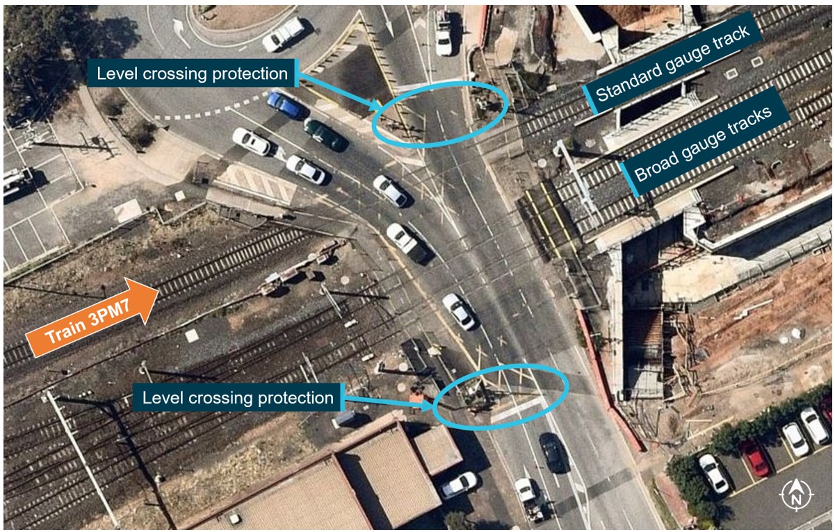 Figure&nbsp;9: Aerial view of Cherry Street level crossing in December 2020