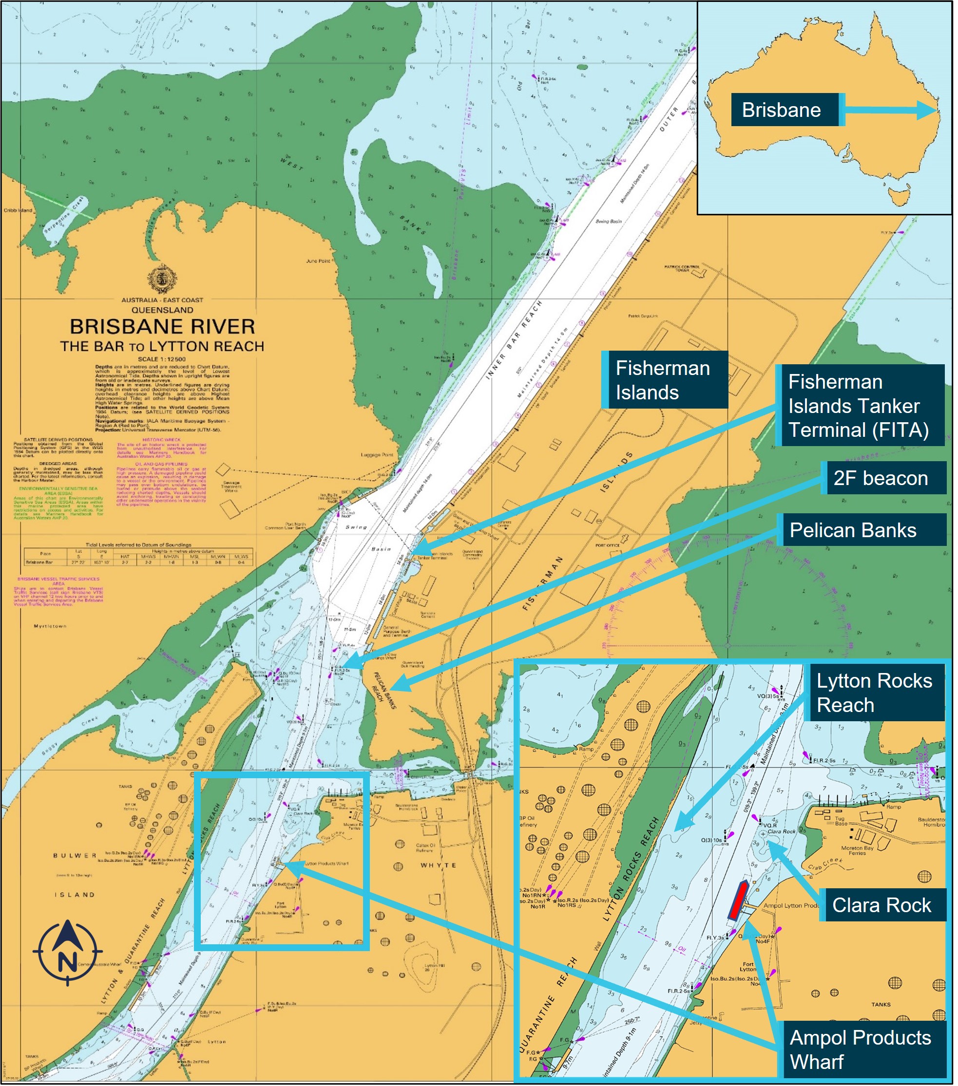 Figure&nbsp;1: CSC Friendship’s location at the Ampol products wharf