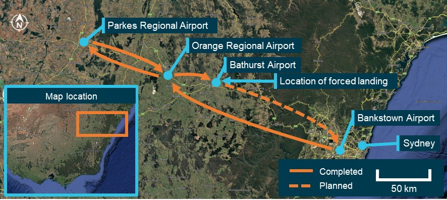 Figure&nbsp;1: VH-MEH flights on day of incident