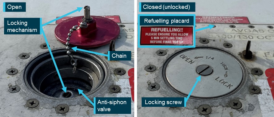 Figure&nbsp;2: Fuel cap and filling point components (not incident aircraft)