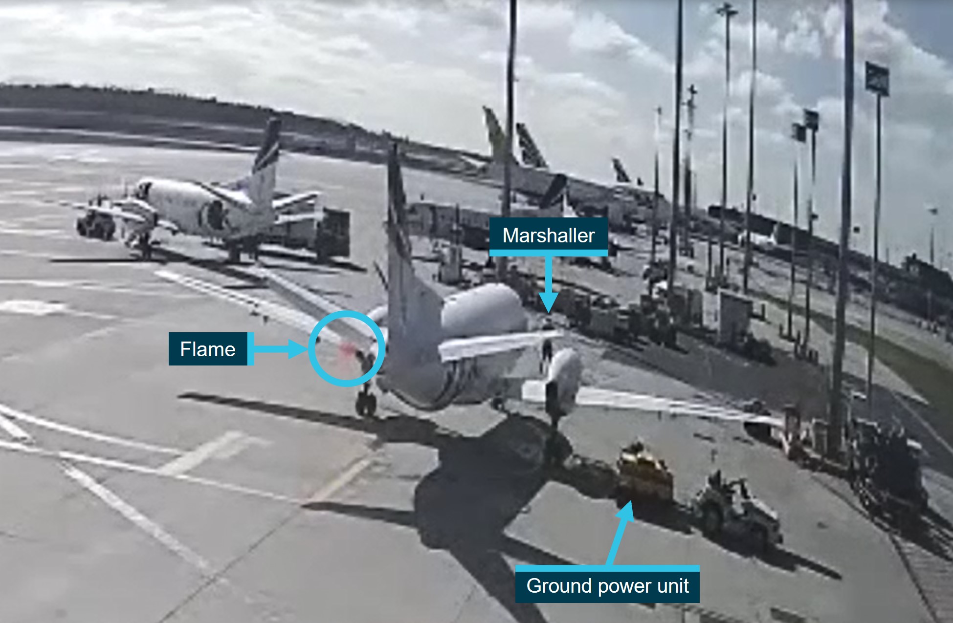 Figure&nbsp;1: Still image of CCTV showing flame during first motoring attempt
