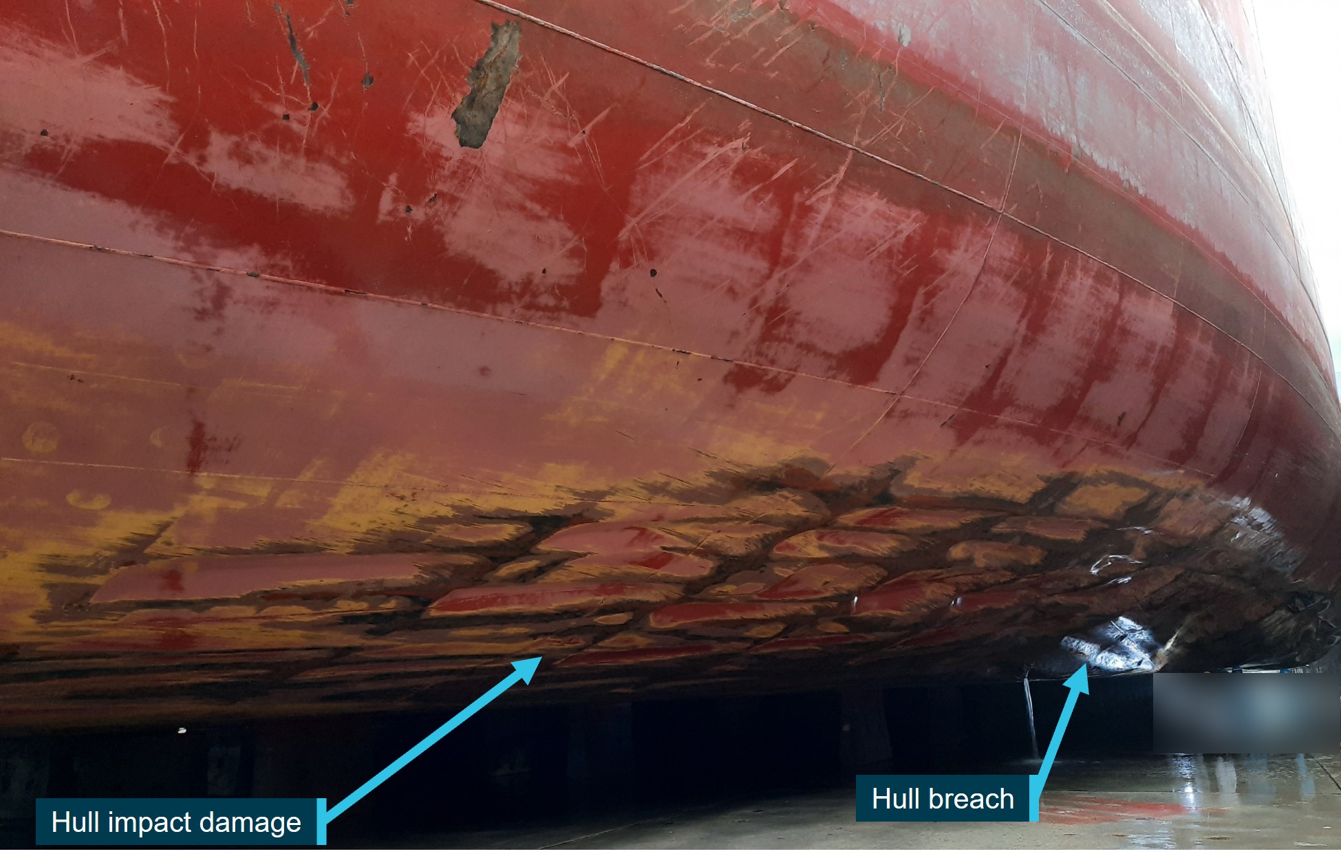 Figure&nbsp;5: Damage to Hagen Oldendorff's hull