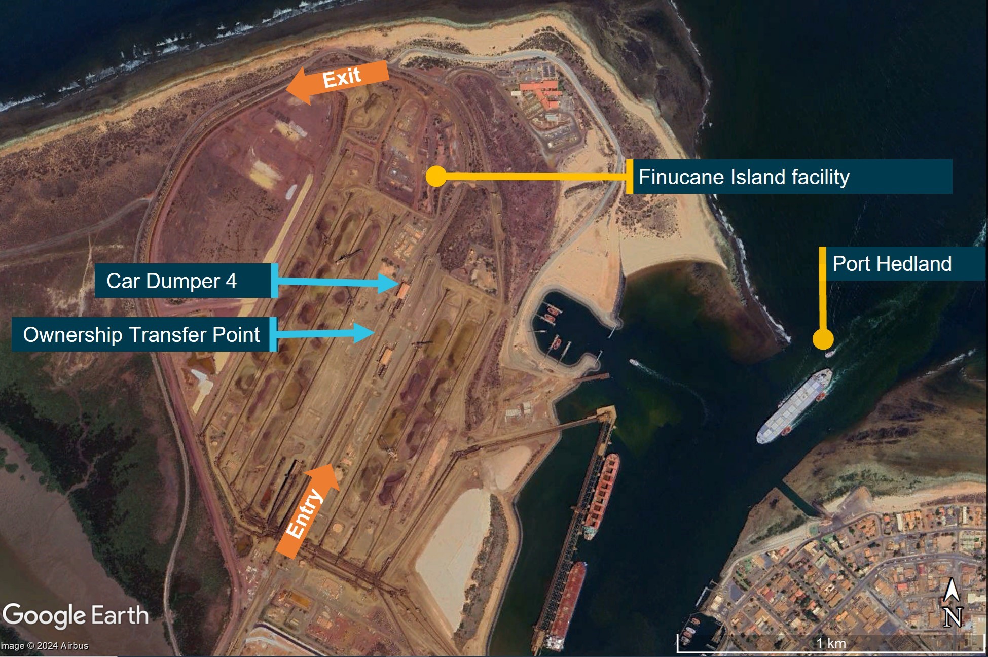 Figure&nbsp;1: Finucane Island facility showing car dumper 4 and its owner transfer point