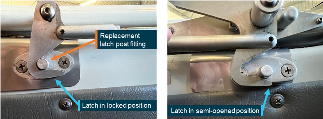 Figure&nbsp;2: Latching mechanism (pilot side shown, passenger side was identical)