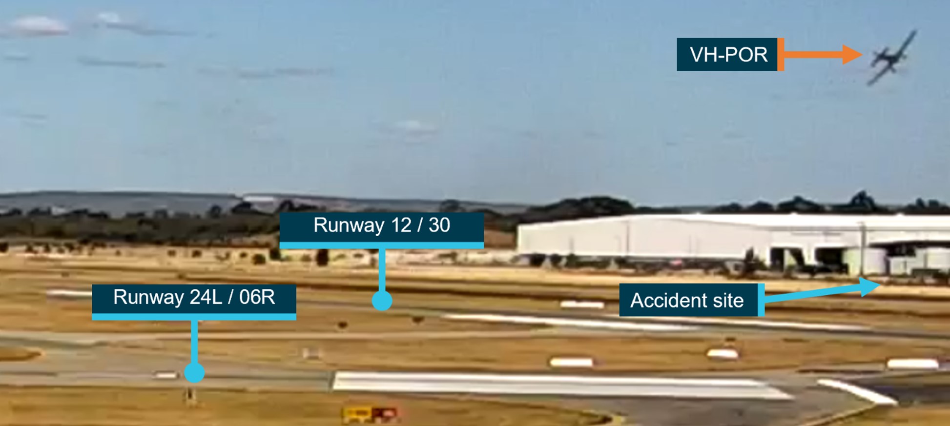 VH-POR angle of bank during left turn after take-off