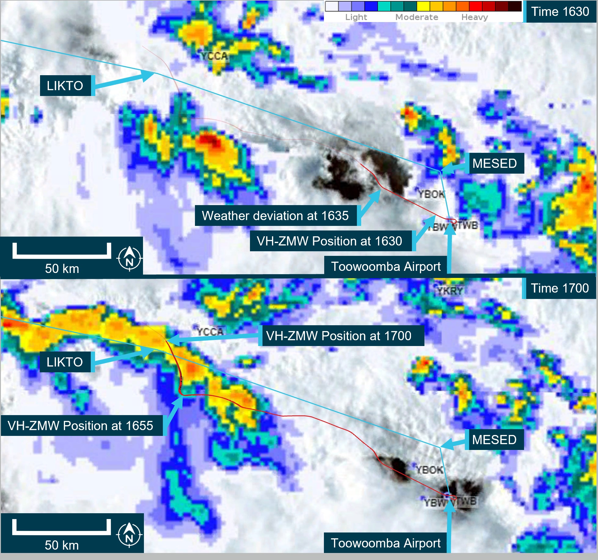 Figure&nbsp;11: Ground - Based weather radar at 1630 and 1700