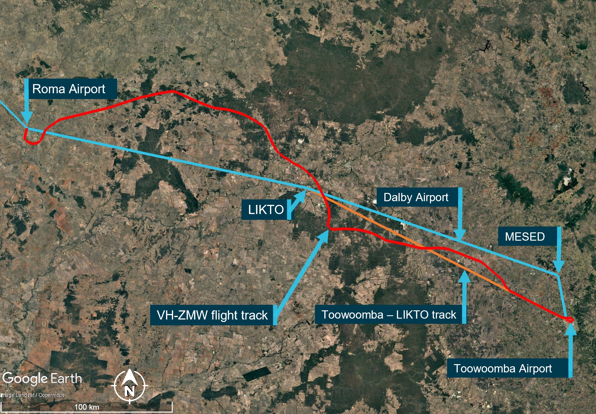 Figure&nbsp;2: VH-ZMW actual flight track