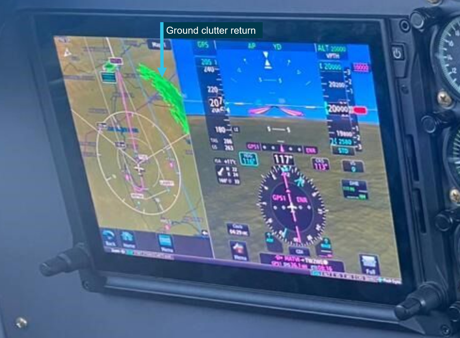 Figure&nbsp;8: Weather radar ground clutter on VH-ZMW