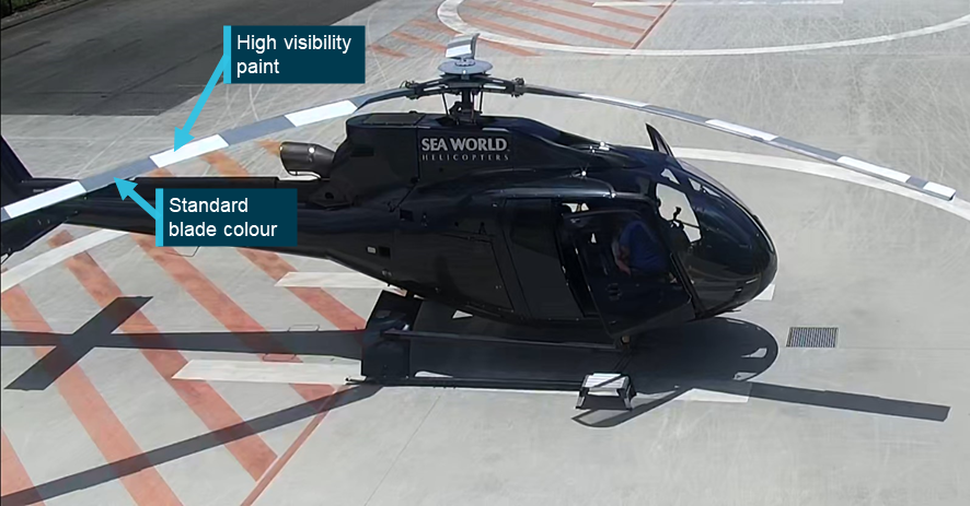 Figure&nbsp;11: XH9 showing high‑visibility main rotor blade colour scheme