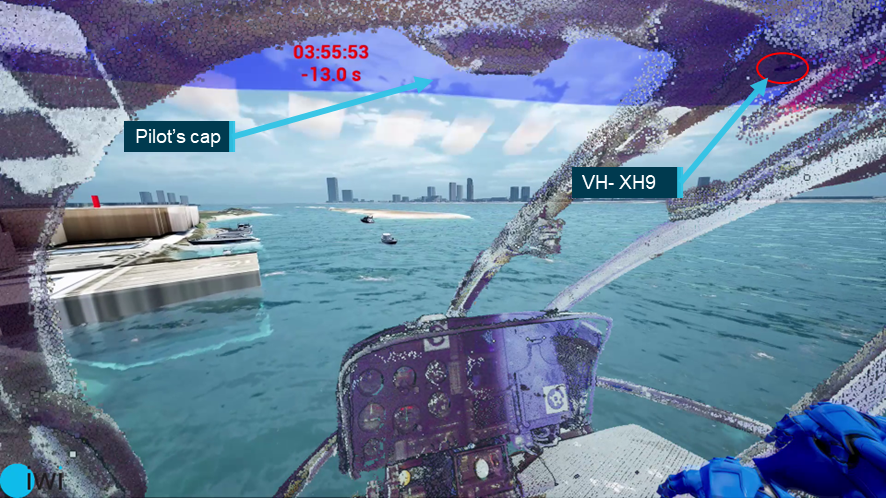Figure&nbsp;38: Simulated view from XKQ, 13 s before collision (looking straight ahead)