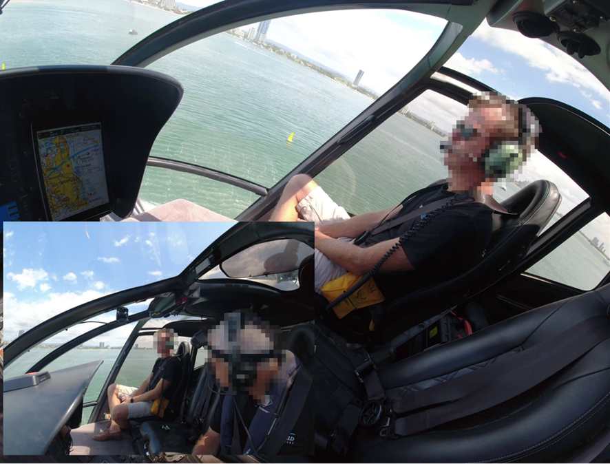 Figure&nbsp;40: Still images during EC130 visibility testing captured from the operator’s video 