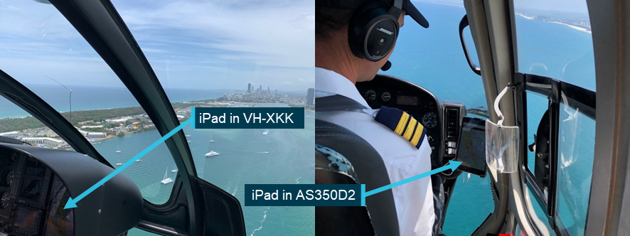 Figure&nbsp;5: iPad and OzRunways onboard company helicopters