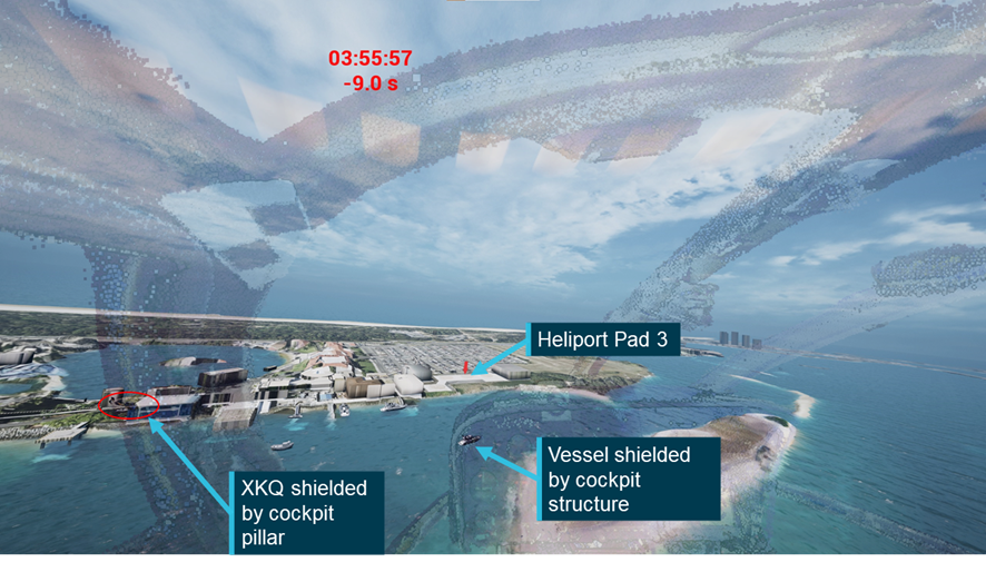 View from pilot’s eye position of XH9 9 seconds before collision