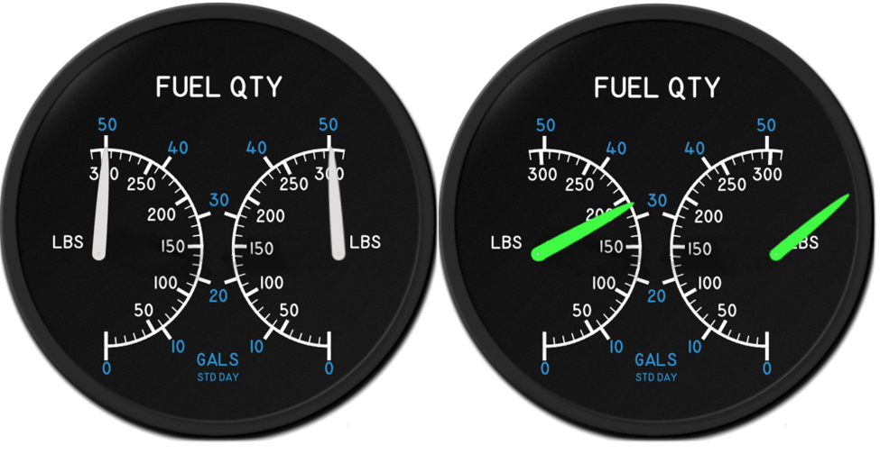Figure&nbsp;6: VH-DAW main tank fuel gauges