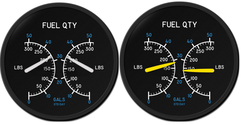 Figure&nbsp;8: VH-DAW auxiliary tank fuel gauges