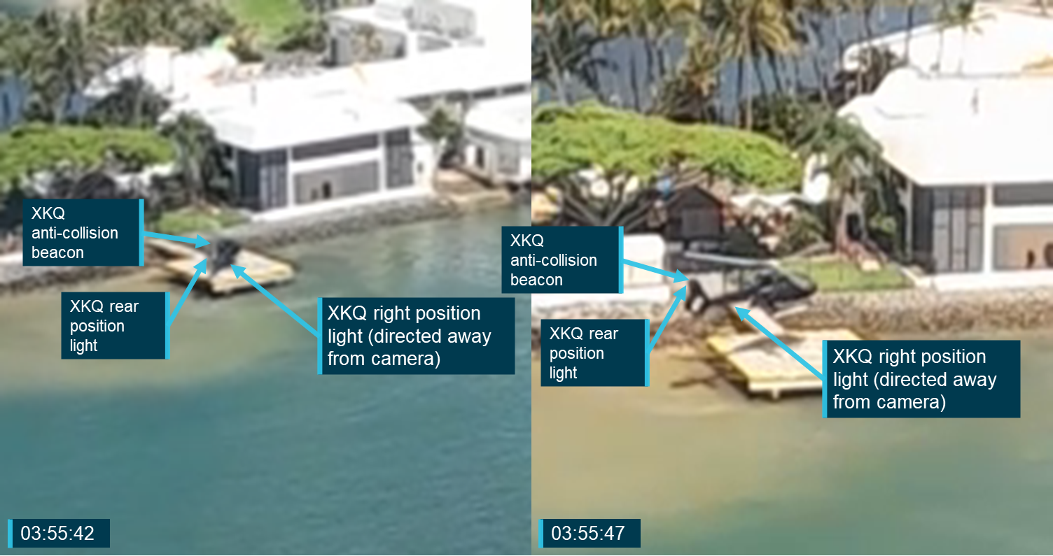 Figure&nbsp;114: Footage of XKQ departing the park pad from on board XH9