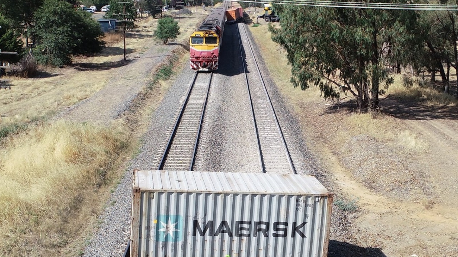 The passenger train stopped just 50 m from a shipping container which had fallen from the freight train.