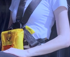 Incorrect fitment of seatbelt with constant wear lifejacket (source: Sea World Helicopters)