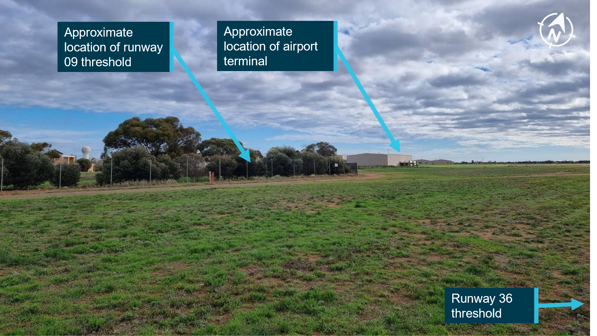 Figure&nbsp;6: View from threshold runway&nbsp;36