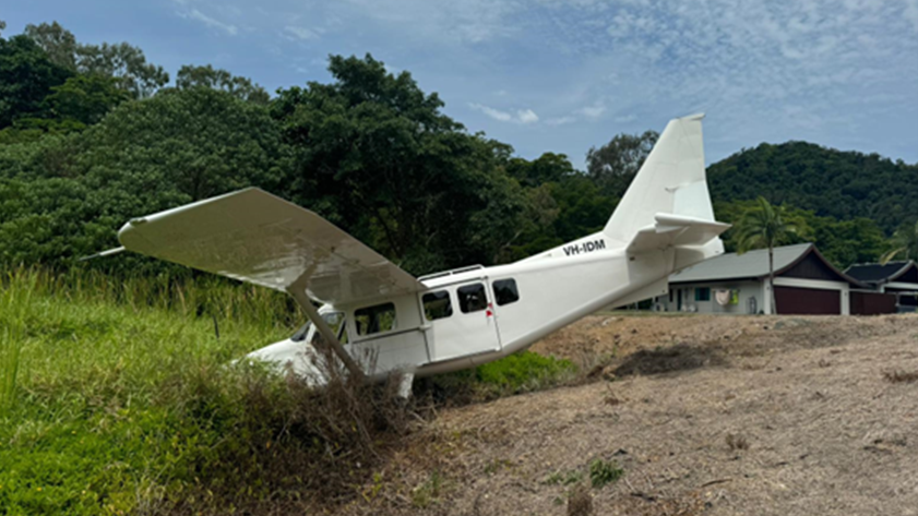 The aircraft came to rest in a ditch beyond the runway threshold