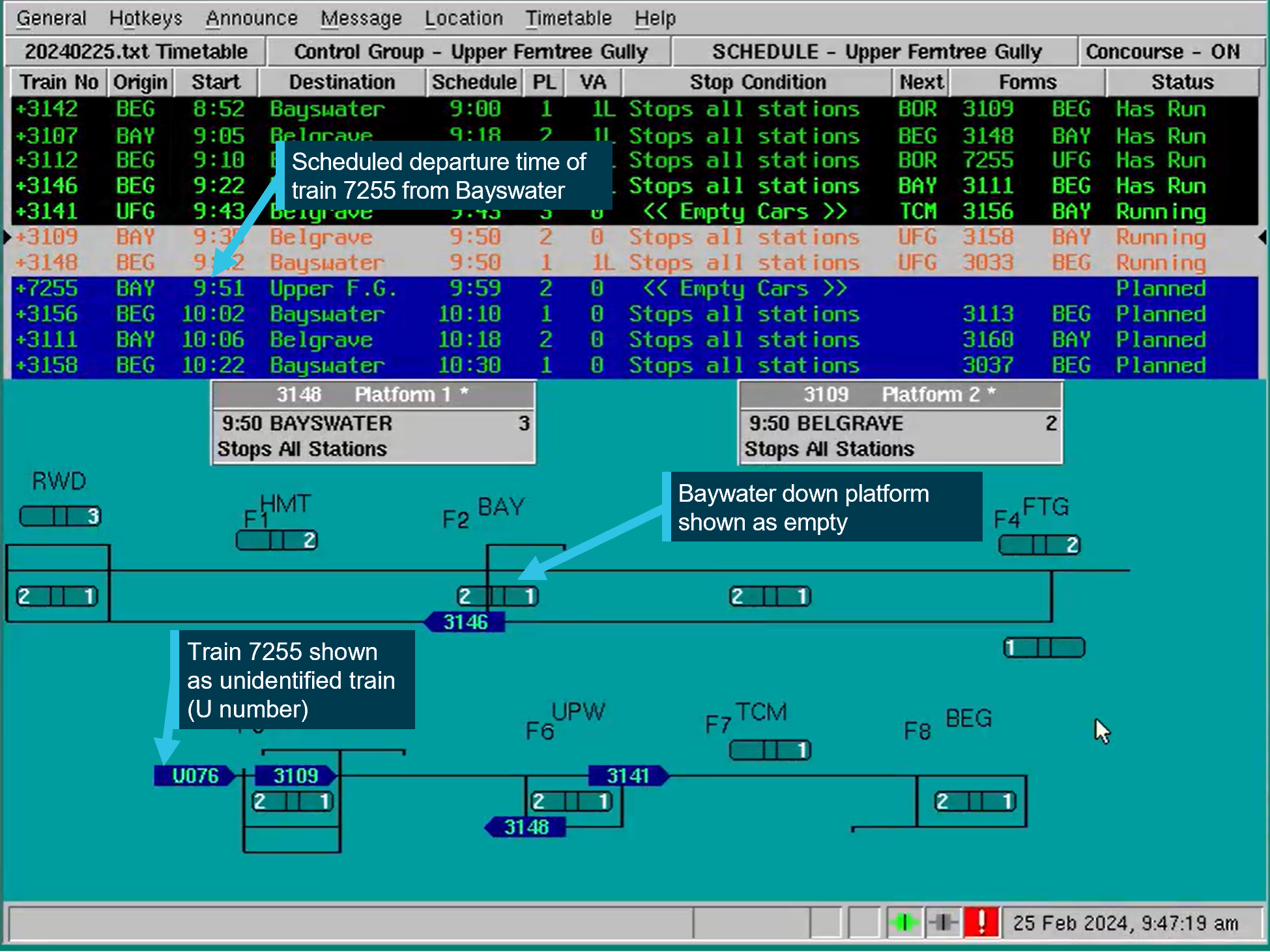Figure&nbsp;11: Screenshot of a recording of the PRIDE system at 0947, 25 February