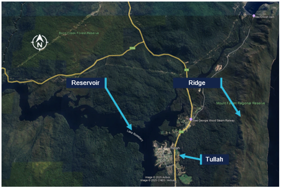 Figure 1:&nbsp;Aerial image of Tullah and surrounds