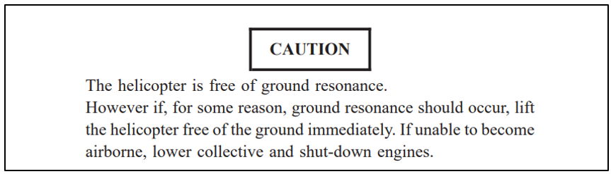 The normal take-off procedure from the helicopter's flight manual