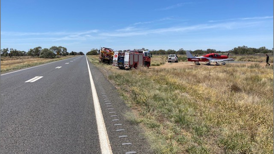 Image depicts the location of VH-DCB on the side of the Mitchell Highway.
