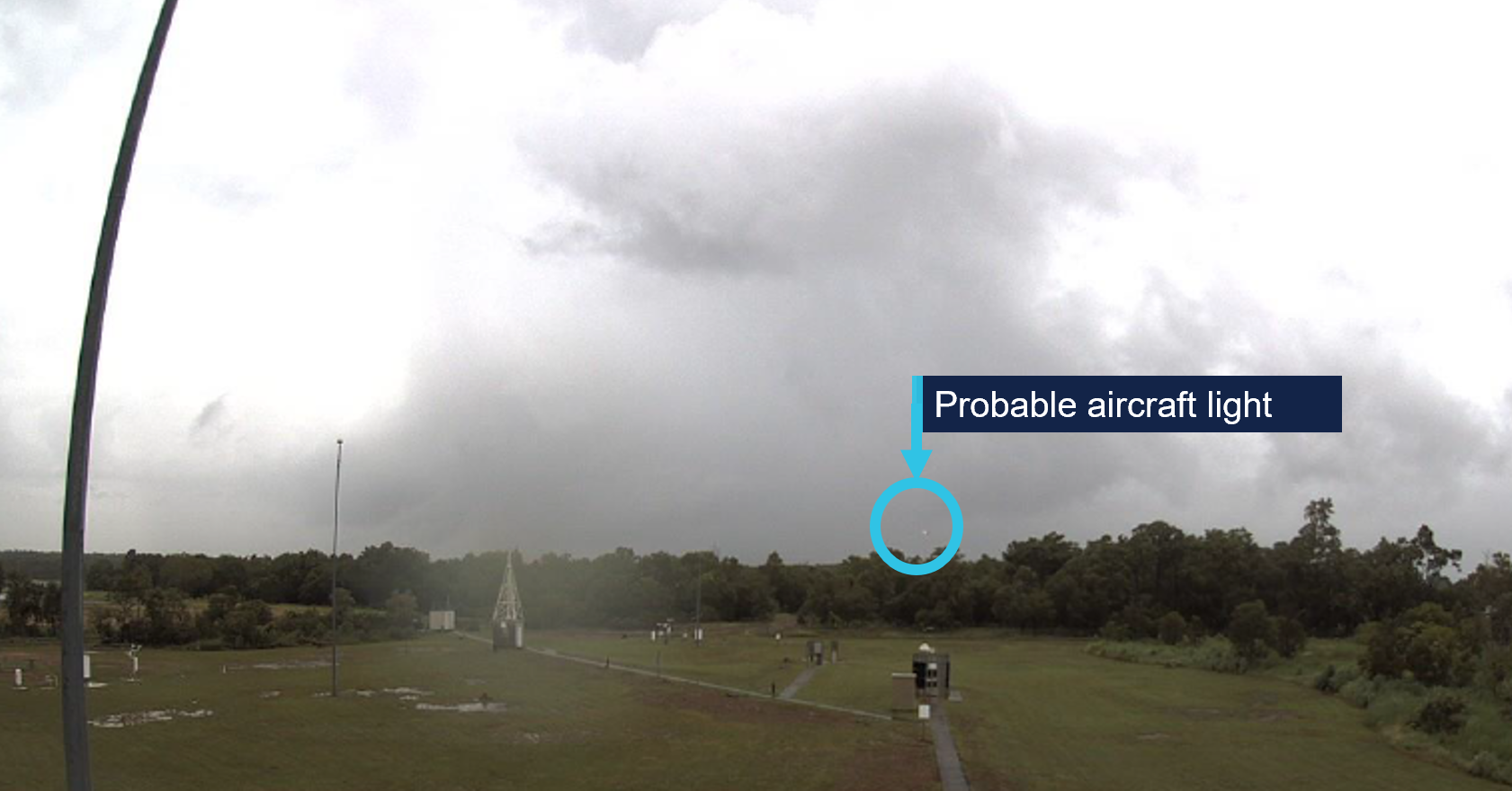 Figure 7: BoM webcam image facing east at 1638 and probable aircraft light 
